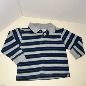 Vintage Y2K T.K.S Basics Boys 3t 90s Polo Rugby Core Collar Gray/Navy Stripes